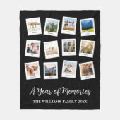 1年の思い出の家族の毎月の写真コラージュ フリースブランケット (正面)