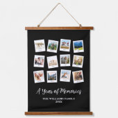 1年の思い出の家族の毎月の写真コラージュ 吊り下げ型タペストリー (正面)