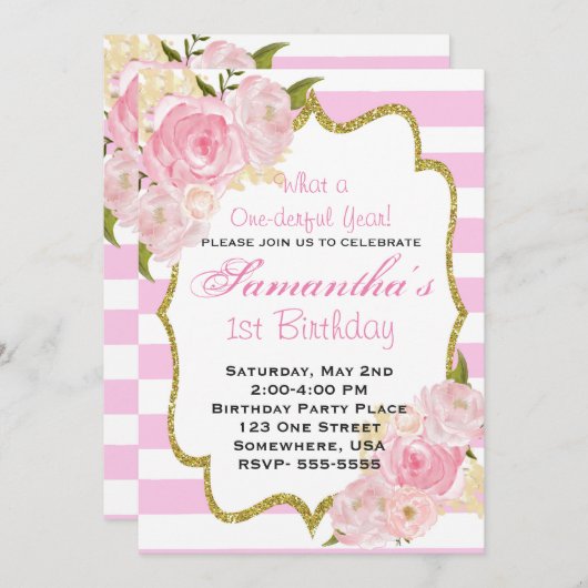 1年の招待状 招待状 (正面/裏面)