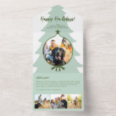 1年の振り返り 4枚の写真 緑のトリフォールド 緑 オールインワン招待状 (内側)