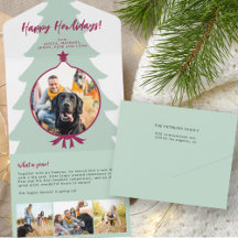 1年の振り返り 4枚の写真 緑の三つ折り 赤