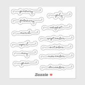 1年の数か月の筆記体プランナーシール シール (シート)