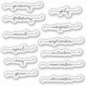 1年の数か月の筆記体プランナーシール シール (正面)