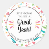 1年の新学期素晴らしになる ラウンドシール (正面)