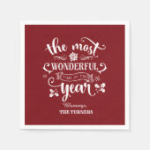 1年の最も素晴らしい時間をシックにモノグラム スタンダードカクテルナプキン (正面)