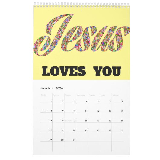 1年の猶予と恵み暦 カレンダー (3月 2026)