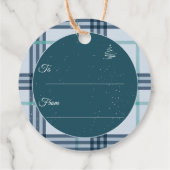 1年の素晴らしい時間の青い格子模様のクリスマス フェイバータグ (裏面)