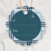 1年の素晴らしい時間の青い格子模様のクリスマス フェイバータグ (裏面)