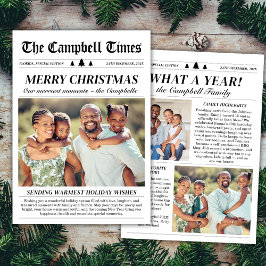 1年の総まとめ新聞風クリスマスカード 3枚の写真 シーズンカード