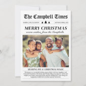 1年の総まとめ新聞風クリスマスカード 3枚の写真 シーズンカード (正面)
