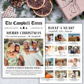 1年の総まとめ新聞風クリスマスフォトデザイン シーズンカード