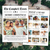 1年の総まとめ新聞風クリスマスフォトデザイン シーズンカード
