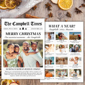 1年の総まとめ新聞風クリスマスフォトデザイン シーズンカード