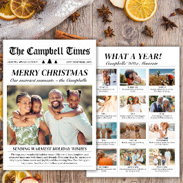 1年の総まとめ新聞風クリスマスフォトデザイン シーズンカード
