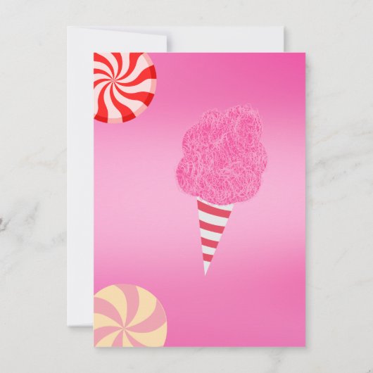 1年の誕生日ピンクとキャンディスウィート 招待状 (裏面)