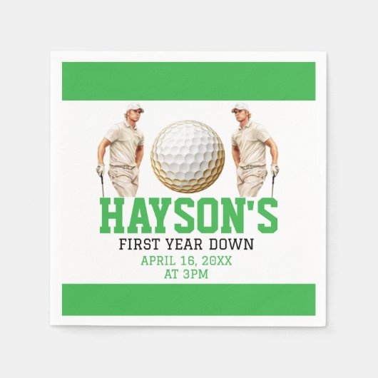 1年も下がってゴルフだ!誕生日パーティー スタンダードカクテルナプキン (正面)