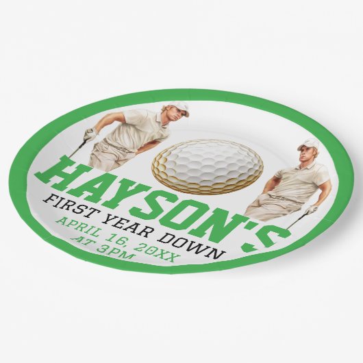 1年も下がってゴルフだ！誕生日パーティー ペーパープレート (アングル)