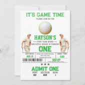 1年も下がってゴルフだ!誕生日パーティー 招待状 (正面)