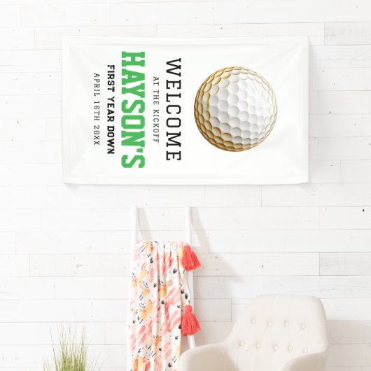 1年も下がってゴルフだ!1回目の誕生日へようこそ 横断幕 (インサイチュ)