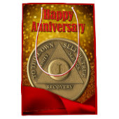 1年オウムコイングリッターハッピーアニバーサリー ミディアムペーパーバッグ (正面)