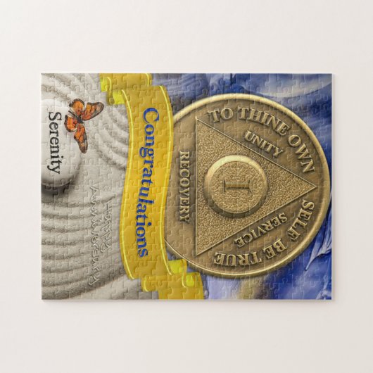 1年オウム記念日おめでとうセレニティ ジグソーパズル (横)