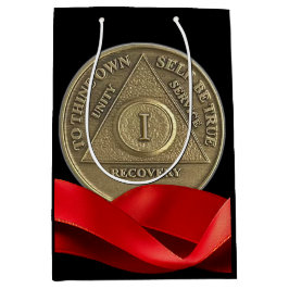 1年オウム記念日コインレッドリボン ミディアムペーパーバッグ