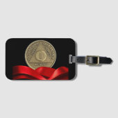 1年オウム記念日コインレッドリボン ラゲッジタグ (正面横)