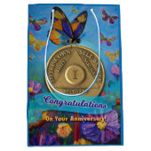 1年オウム記念日コイン蝶の花 ミディアムペーパーバッグ (正面)