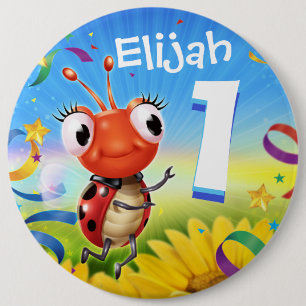 1年カスタム誕生日バッジLittle Ladybug範囲 缶バッジ