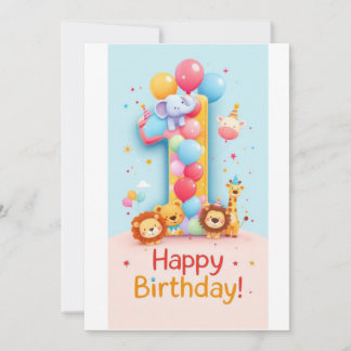 1年サファリパーティー誕生日カード