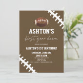 1年ダウン フットボール ブラウン 1歳誕生日パーティー 招待状 (スタンド正面)