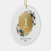 1年パーソナライズされたの壮麗なクリスマスの飾り セラミックオーナメント (右)