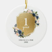 1年パーソナライズされたの壮麗なクリスマスの飾り セラミックオーナメント (正面)