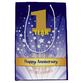 1年リカバリ記念日はっきりした数値 ミディアムペーパーバッグ