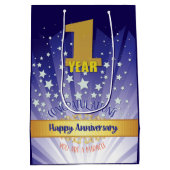 1年リカバリ記念日はっきりした数値 ミディアムペーパーバッグ (裏面)