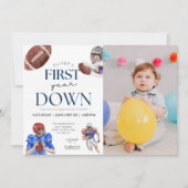 1年下のサッカーテーマ写真第1誕生日 招待状 (正面)