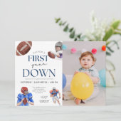 1年下のサッカーテーマ写真第1誕生日 招待状 (スタンド正面)