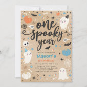 1年不気味かわいいハロウィーン幽霊1歳 招待状 (正面)