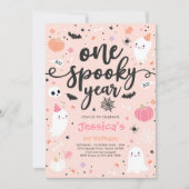 1年不気味かわいいハロウィーン幽霊1歳 招待状 (正面)