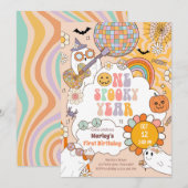 1年不気味レトロハロウィーン初誕生日 招待状 (正面/裏面)