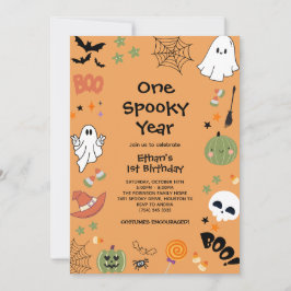 1年不気味分かわいいハロウィーン1回目の誕生日 招待状