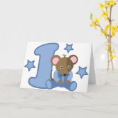 1年古いベビーマウス誕生日ギフト カード (黄色い花)