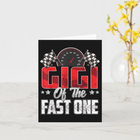 1年古いレーシングカーファーストワン誕生日1stファミリー カード (黄色い花)