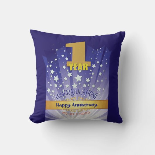 1年名前をカスタムする12ステップ記念はっきりした番号 クッション (正面)