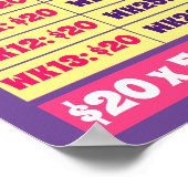 1年救で1000ドル!お金ゴールピンク&パープル ポスター (角)