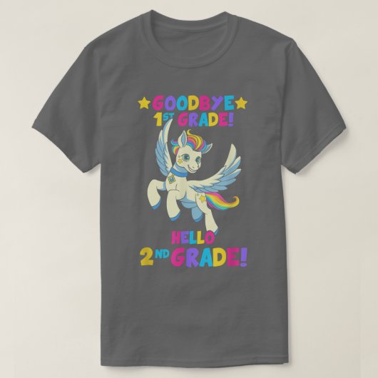 1年生さようなら2年生こんにちはユニコーン学校に戻る Tシャツ (デザイン正面)