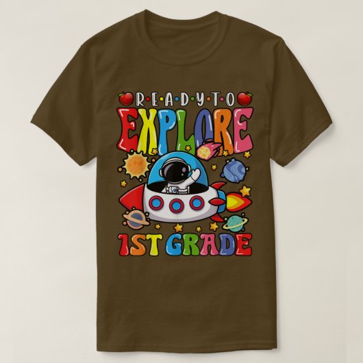 1年生のかわいい宇宙飛行士を再び訪れる準備ができている Tシャツ (デザイン正面)
