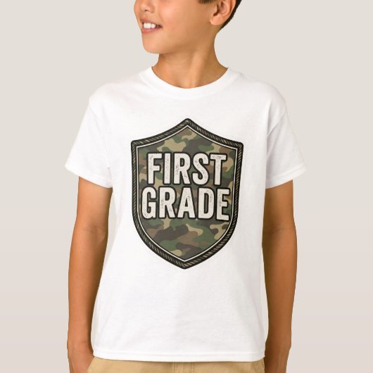 1年生のカモフラージュ柄デザインTシャツ | 学校 Tシャツ (正面)