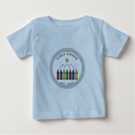 1年生のシャツ | クレヨンの森の山のデザイン ベビーTシャツ