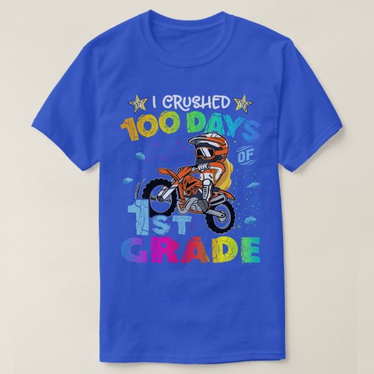 1年生のダートバイクバックの100日を粉砕した子供 Tシャツ (デザイン正面)